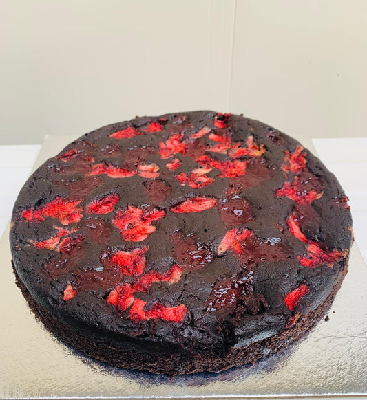 Chocolate Strawberry Brownie Cake